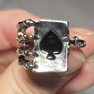 Silver and Black Spade Ring